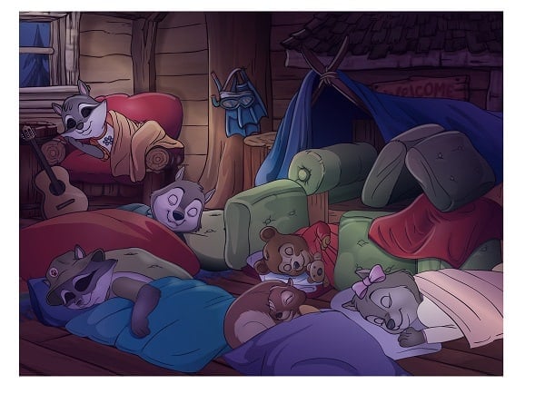 group sleeping indoors