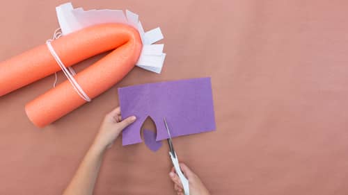 pool noodle horse and purple construction paper