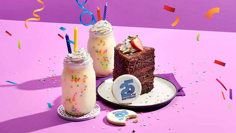 Birthday milkshakes and chocolate cake