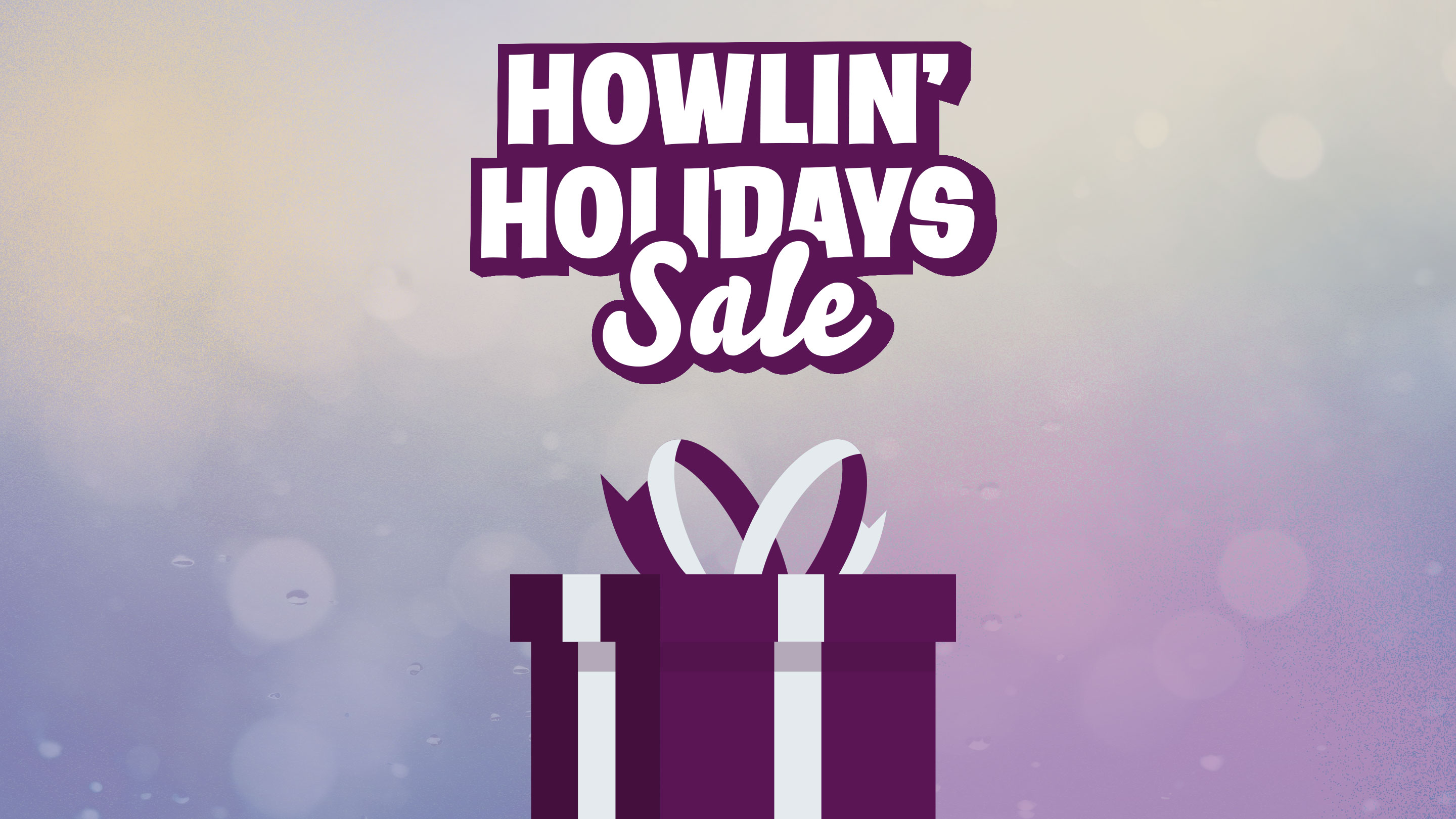 illustration of a holiday present and the Howlin Holiday logo