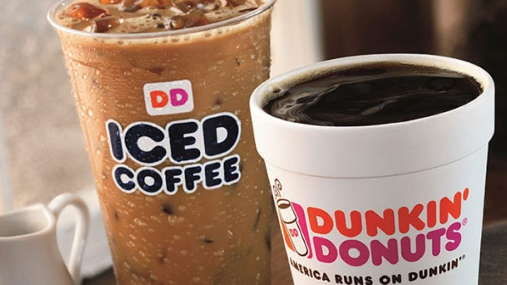 iced and hot coffee branded by dunkin donuts 