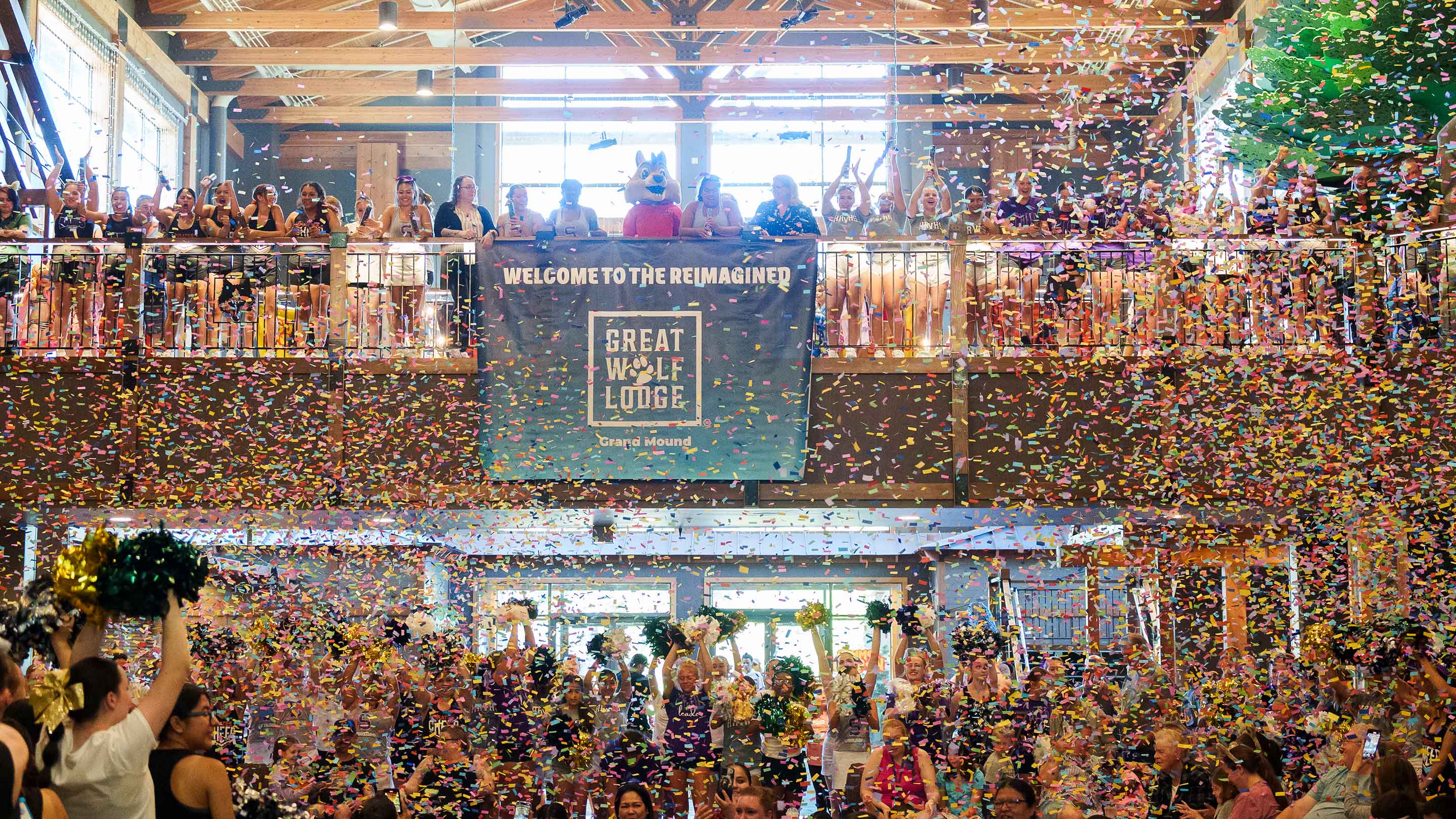 Grand lobby celebration at Great Wolf Lodge Grand Mound