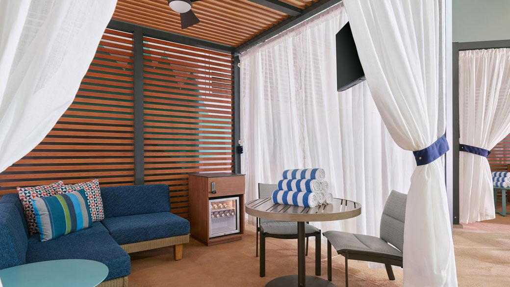 Inside an indoor cabana