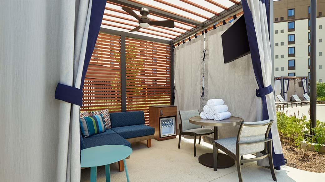 Outdoor cabana by the pool