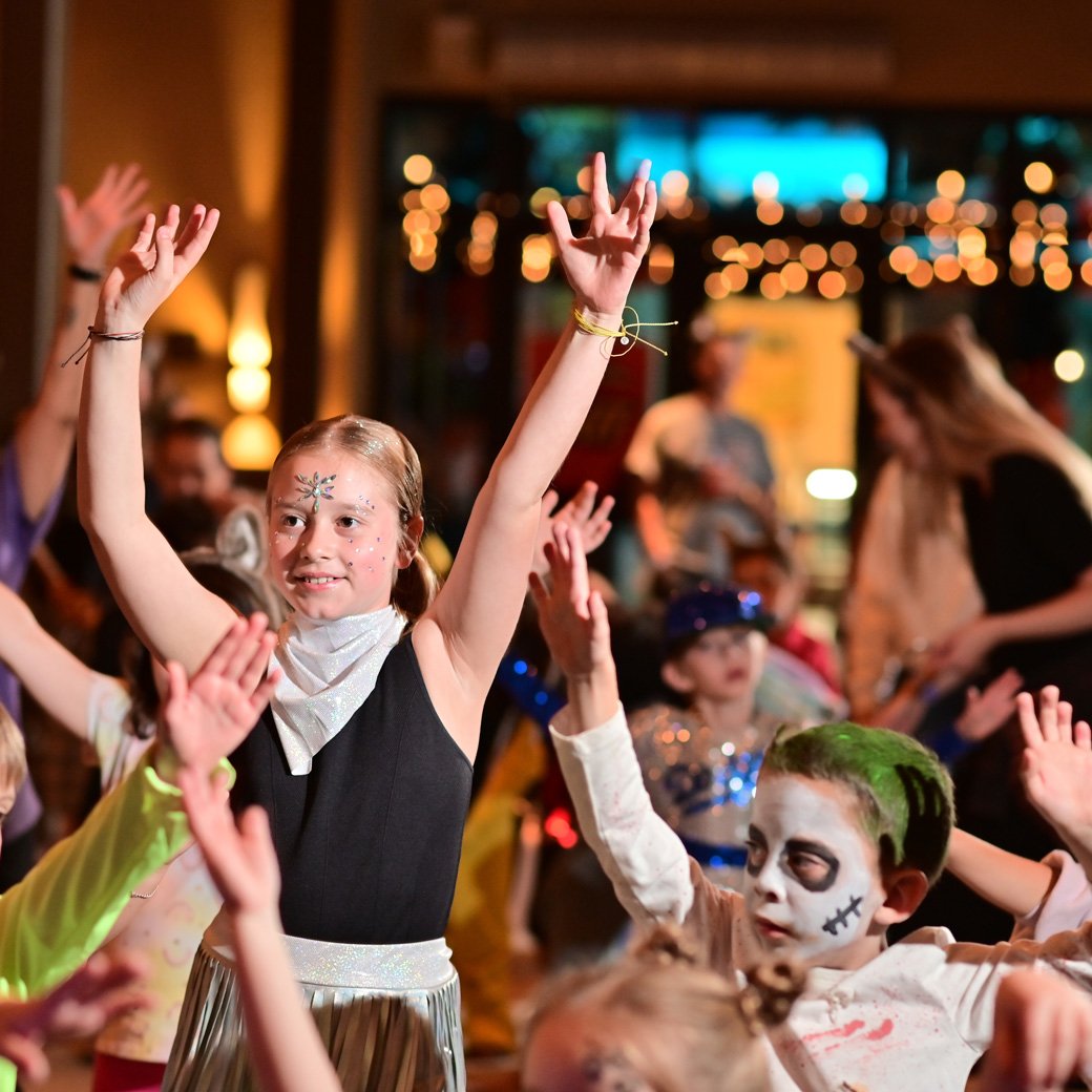 Kids dancing during Halloween party