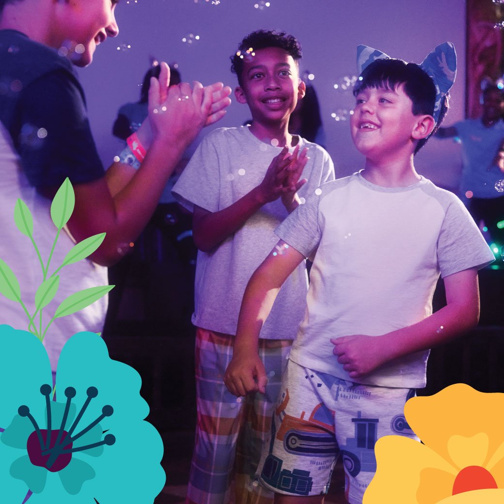 Kids dancing during Sunshine party