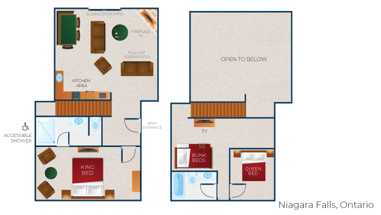 The floorplan for the Accessible Timber Wolf Cottage 