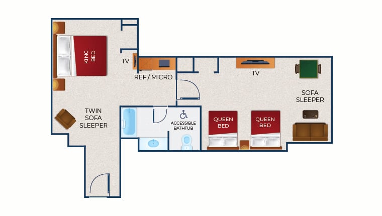 The floorplan of Gray Wolf Suite