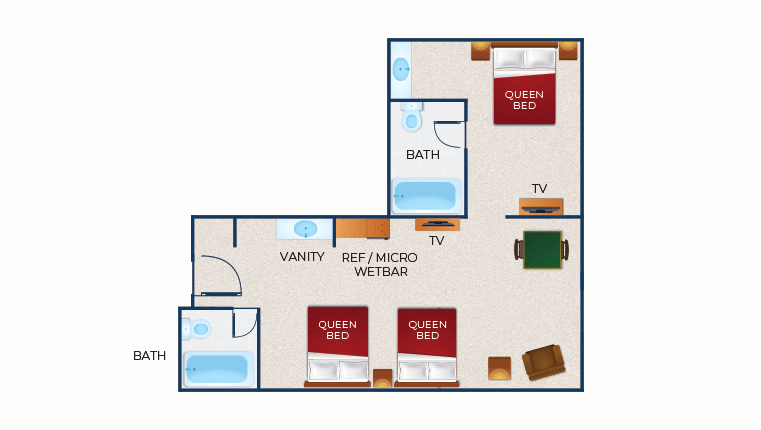 The floor plan for the Great Bear Suite (balcony/patio)