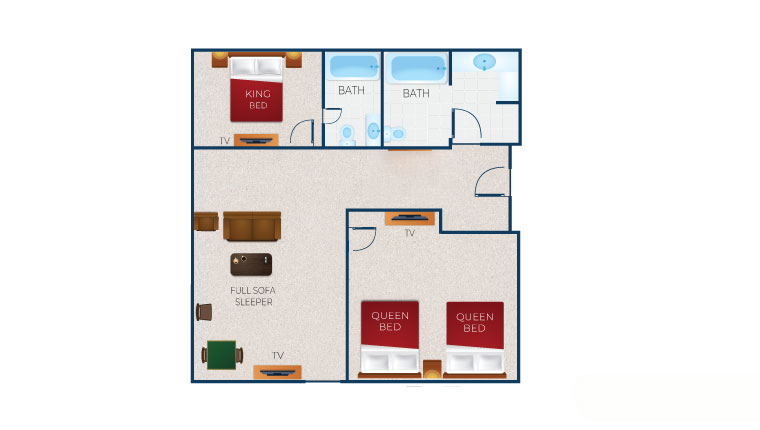 The floorplan for the Grizzly Bear Suite (Standard)