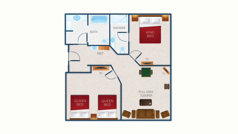 The floorplan of the Grizzly Bear Suite