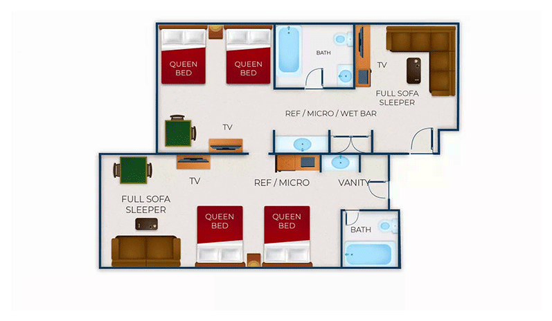 The floor plan for the Grizzly Bear Family Suite (Standard)