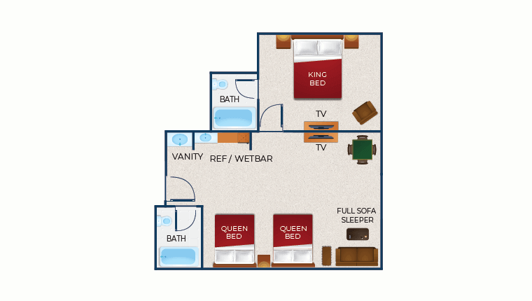 The floor plan for the Majestic Bear Suite