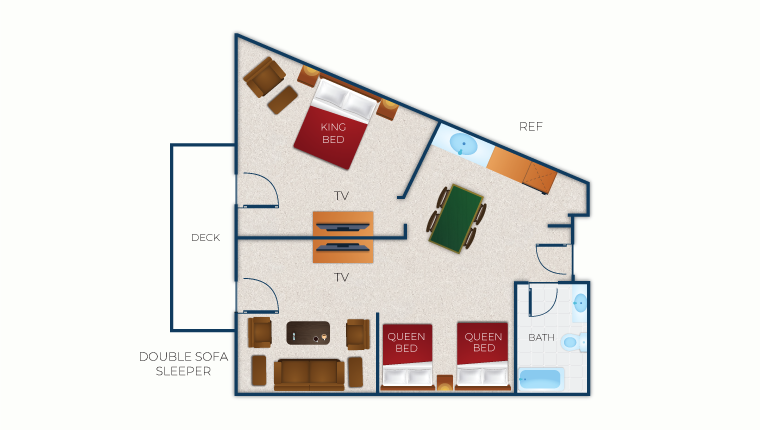 The floor plan for the Majestic Bear Suite