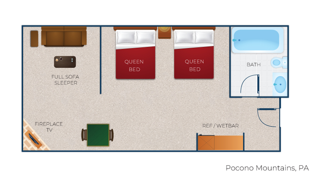 The floor plan for the Family Fireplace Suite 