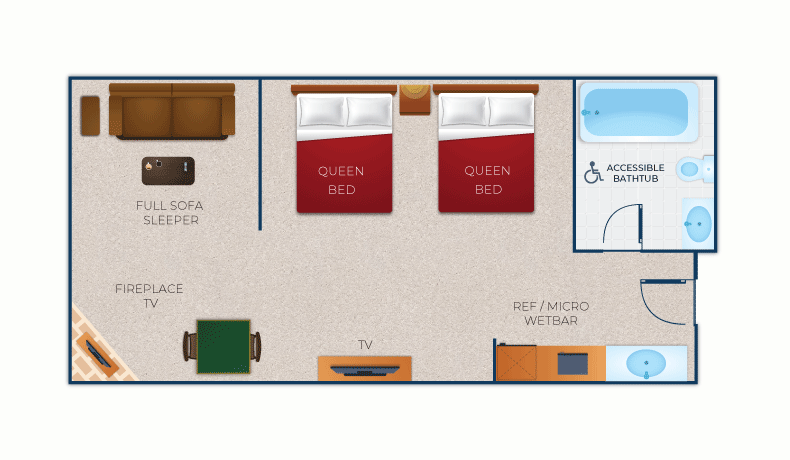 The floorplan in the Family Fireplace Suite