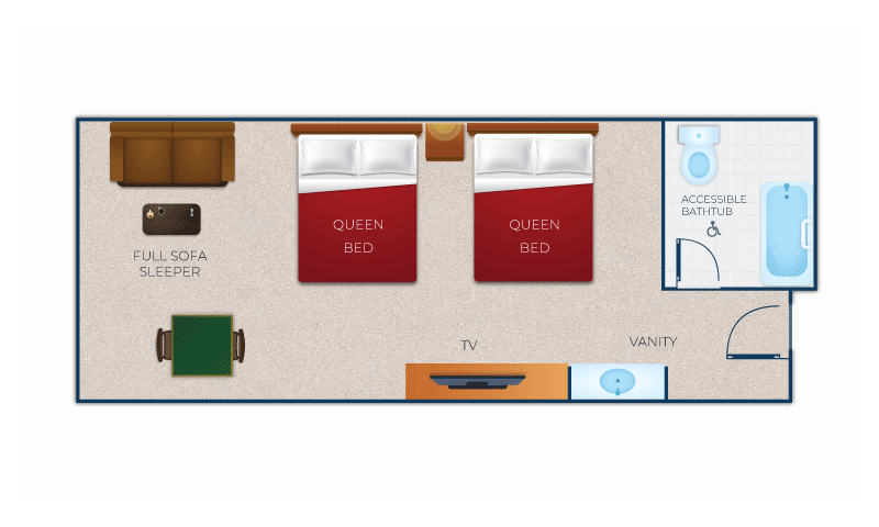 Floorplan of the family suite accessible bathtub