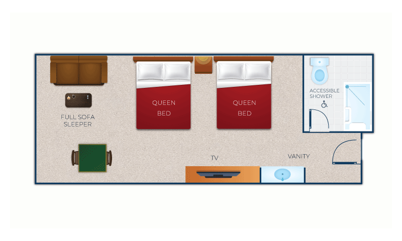 Floorplan of Family Accessible Shower Suite