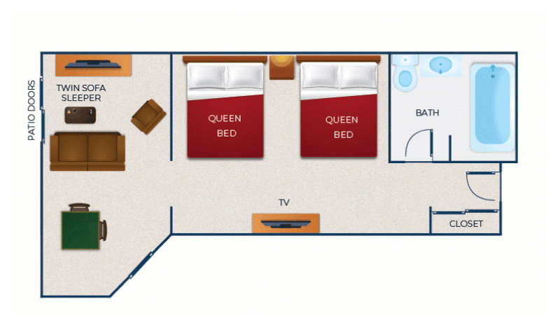 The floorplan of Deluxe Family Suite