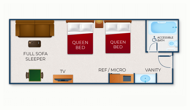 Floorplan of the Family Suite Accessible Bathtub