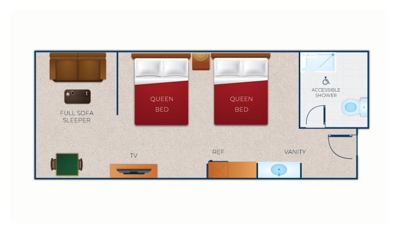 Floorplan of Family Accessible Shower Suite