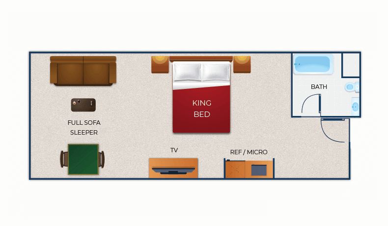 The floor plan for the Luxury King Suite (balcony/patio)