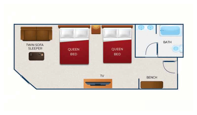 Floorplan of Deluxe Queen Suite