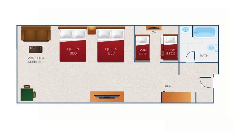 The floorplan for the Junior Cabin Suite