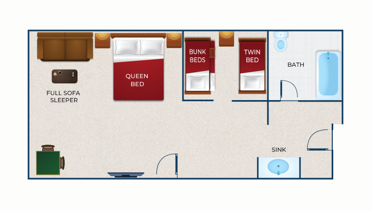 The floor plan for the KidCabin Suite