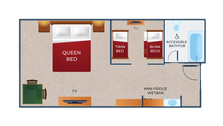 The floor plan for the KidCabin Suite