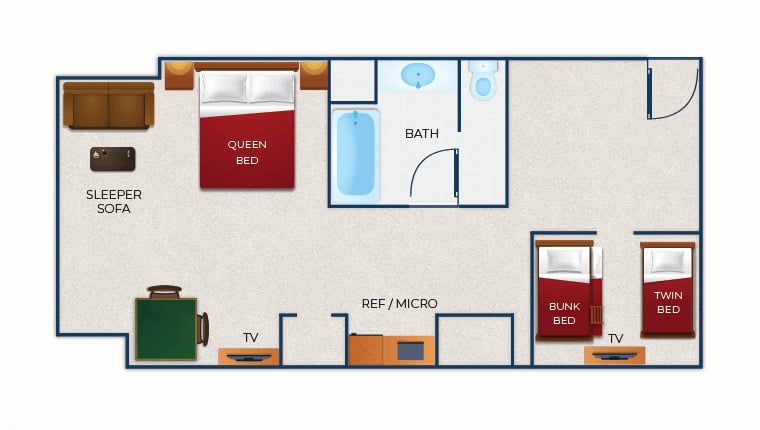 The floorplan for the KidCabin Suite 