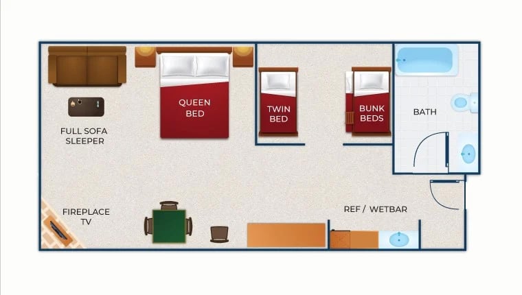 The floor plan for the KidCabin Suite