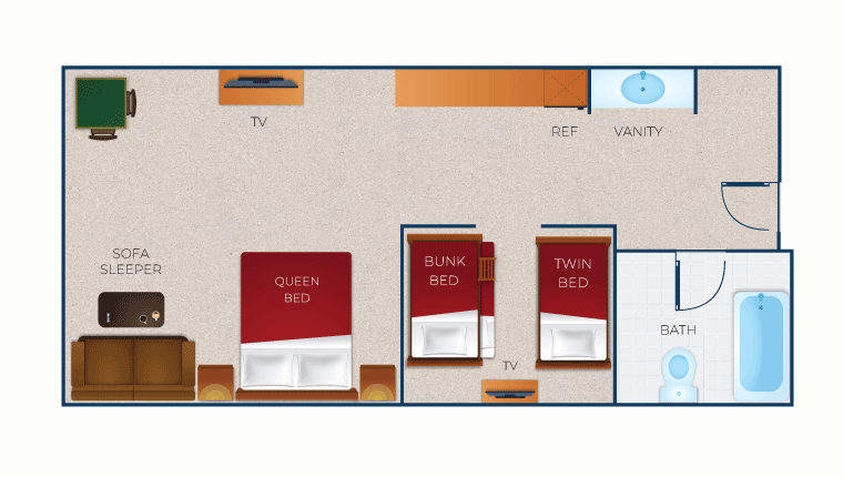 The floor plan for the KidCabin Suite (Standard) 