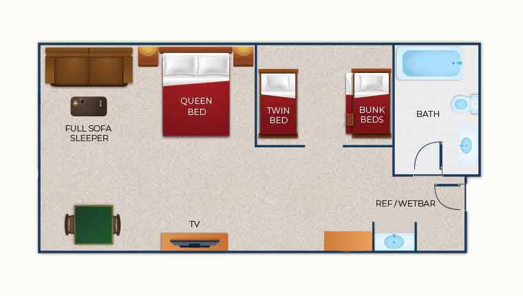 The floor plan for the KidCabin Suite