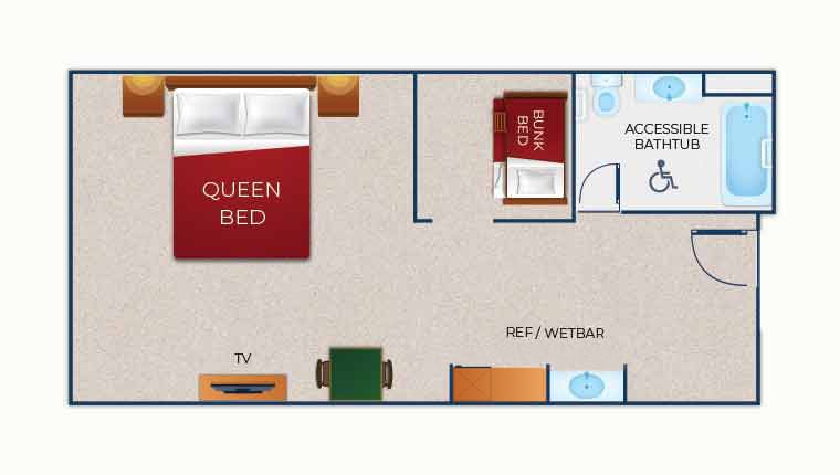 The floor plan Accessible Bathtub KidKamp Suite