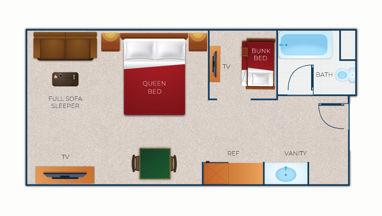 The floor plan for the KidKamp Suite