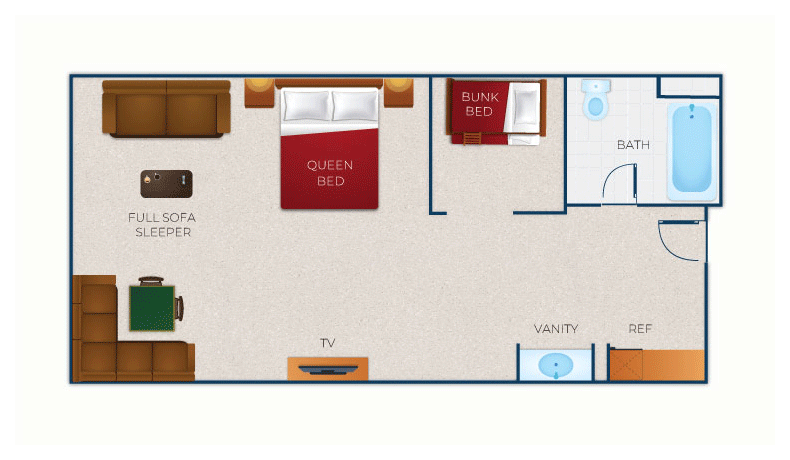 The Floorplan of the Wolf Den Skylight Suite