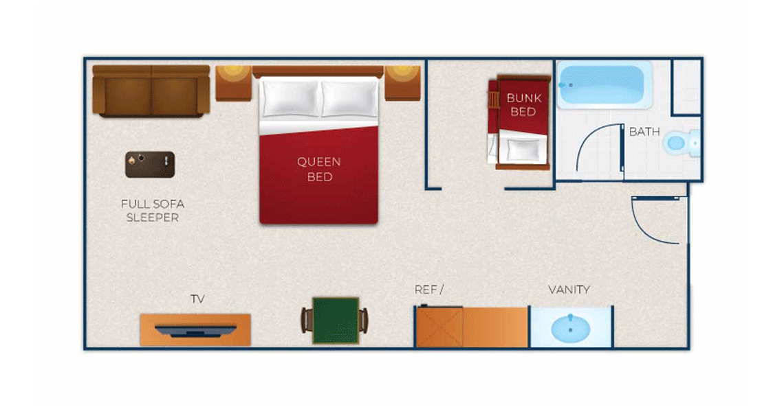 The floorplan of the Wolf Den Suite