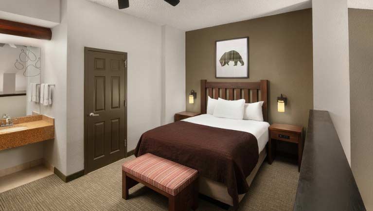 The upstairs bedroom in the accessible Loft Suite