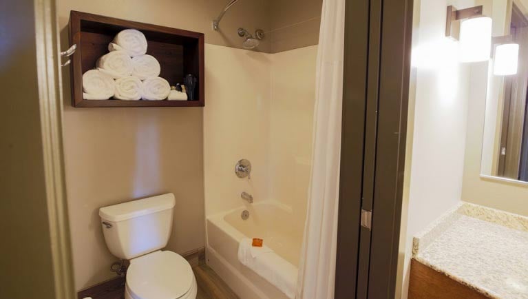 The bathroom in the Junior Cabin Suite