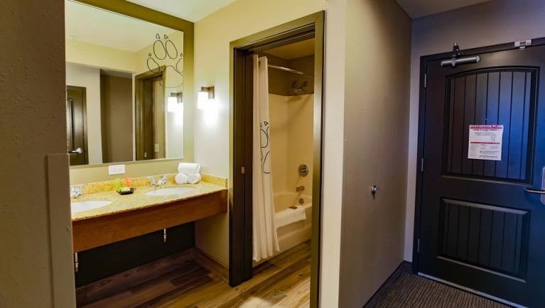 The sink area in the Family Suite