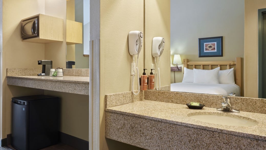 The sink area in the Family Suite