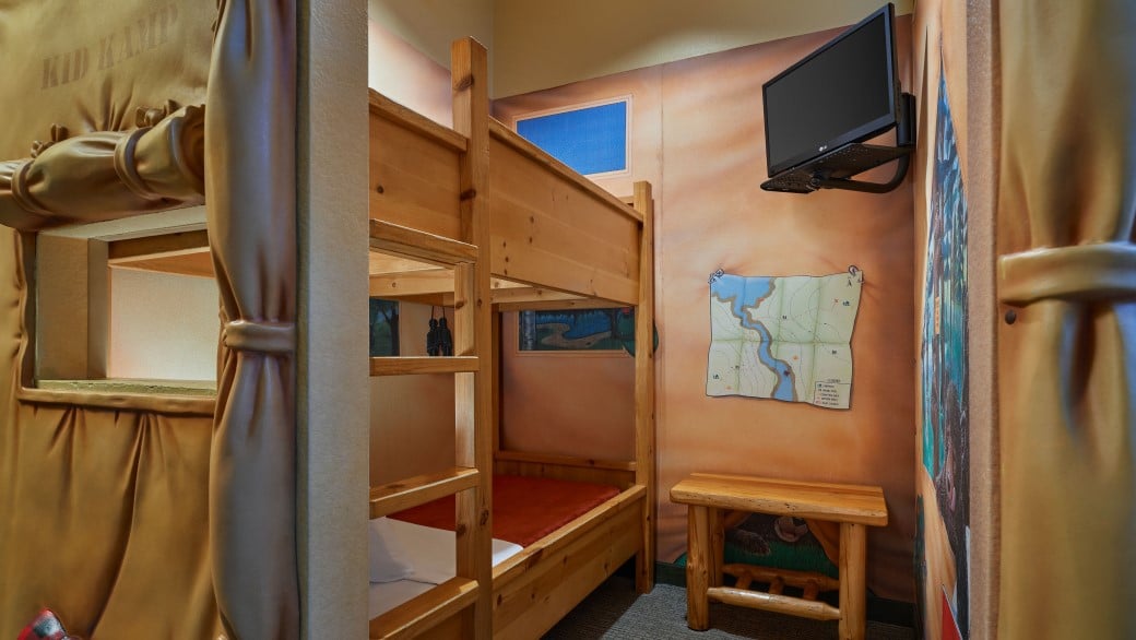 The bunk beds in the KidKamp Suite