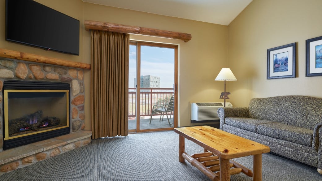 The Fireplace area in the Loft Fireplace Suite(balcony/patio)