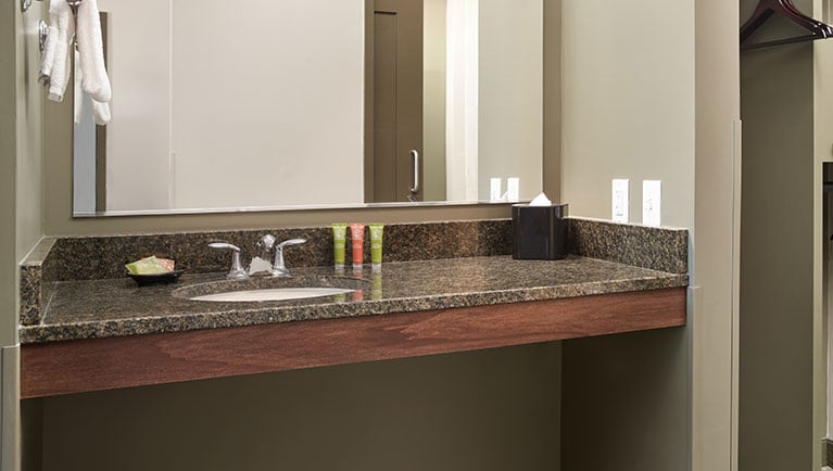 The sink area in the Deluxe KidCabin Suite Accessible Bathtub