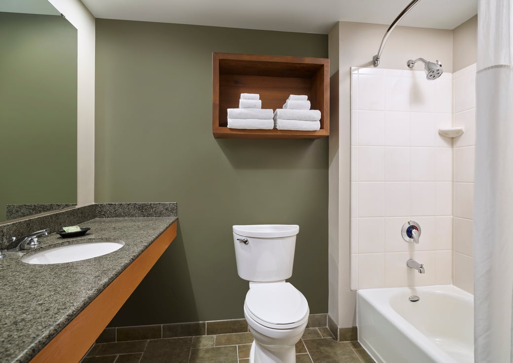 The bathroom in the Queen Cabin Suite Waterpark Balcony