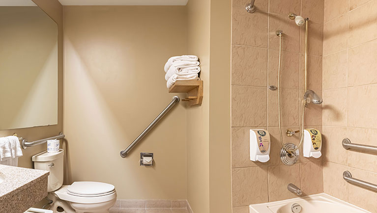 Accessible bathroom in the Family Fireplace Suite