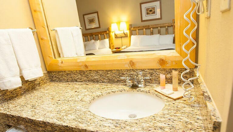 The sink area in the Family Fireplace Suite