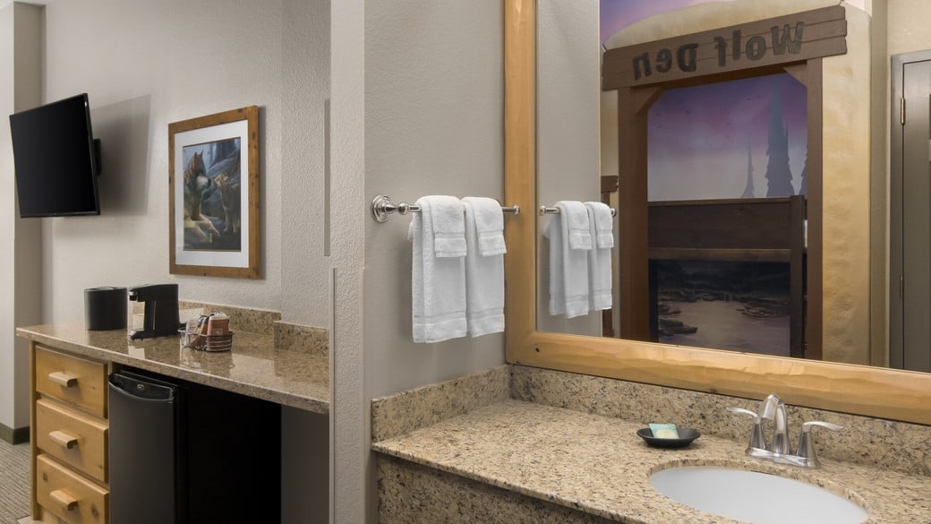 The Vanity Area in the Wolf Den Suite