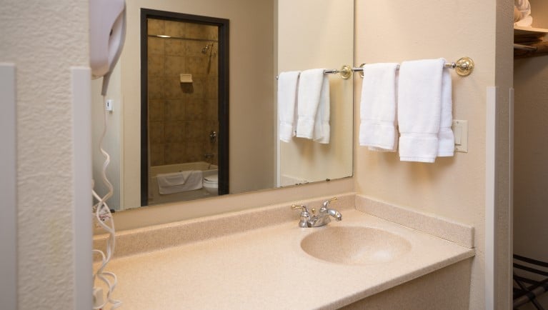 The sink area in the Family Suite